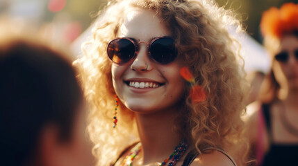 Sticker - party girl having fun at festival