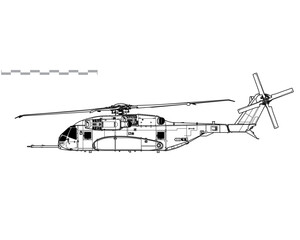 Wall Mural - Sikorsky CH-53K King Stallion. Vector drawing of heavy lift cargo helicopter. Side view. Image for illustration and infographics.