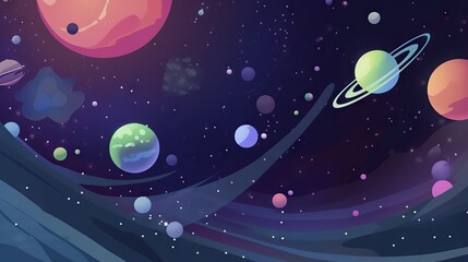 Cute planets and moons wallpaper, child background space exploration