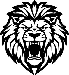 Wall Mural - Lion - Black and White Isolated Icon - Vector illustration