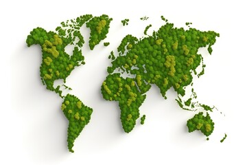 world map green grass surface isolated on a white background.