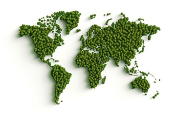 world map green grass surface isolated on a white background.
