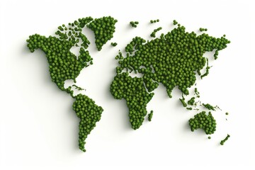 world map green grass surface isolated on a white background.