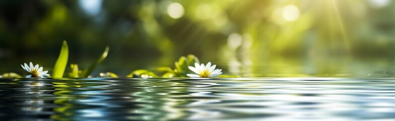 Blurred image of natural background from water and plants. 