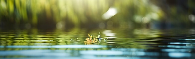 Blurred image of natural background from water and plants. 