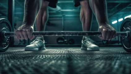 Man Lifting Barbell in Gym. Building Strength & Power with Athle