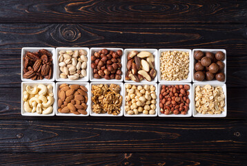 Canvas Print - Mix of nuts in bowl . Food background