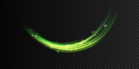 Wall Mural - Magic sparkle wave. Luminous lines on transparent background. Cosmic trail with light effect.