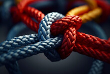Close Up Of Rope With Knot In The Middle Of It.