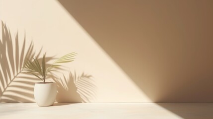 Wall Mural - Modern Interior Presentation: Abstract Space with Sunlit Palms