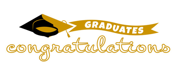 Wall Mural - graduates cap congratulations Used for making illustrations, covers, posters for graduation ceremonies.