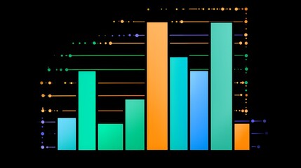 Wall Mural - Increasing Graph Multiple Colors, charts climbing, increasing profits, Bar Graph, [Generative AI] 