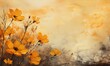 Autumn yellow orange background with texture and distressed vintage grunge and watercolor