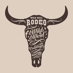 Sticker - Bull rodeo vintage flyer monochrome