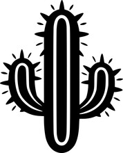 Cactus - Black And White Isolated Icon - Vector Illustration