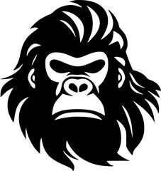 Wall Mural - Gorilla - Black and White Isolated Icon - Vector illustration