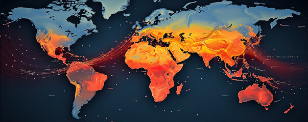 world map, weather screen forecast