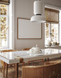 Leinwandbild Motiv Home mock up, cozy modern kitchen interior background, 3d render
