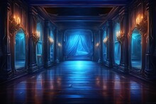 Corridor Interior With Magic Mirror. Ai Art