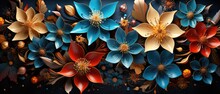 Abstract Background With Colorful Flowers, Modern Luxury Mural Wall Art Illustration, Generative AI.