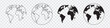 Planet icon set. Global map. Map symbol. international earth globe icon, World globe icon, Line vector