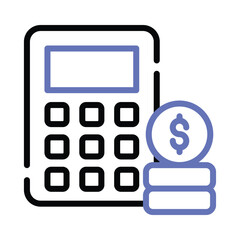 Wall Mural - Calculator with coins denoting accounting concept vector, money calculation icon