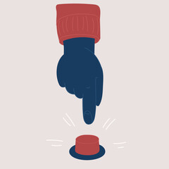 Vector illustration of Hand shows the forefinger. Indexfinger is about to press the button first