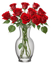 Bouquet Of Red Roses In Vase