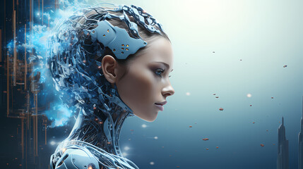 Wall Mural - ai vs web3 digital concept art - ai generated