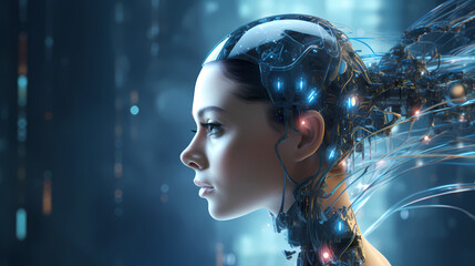 Wall Mural - ai vs web3 digital concept art - ai generated