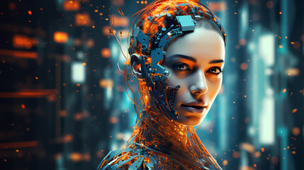 Wall Mural - ai vs web3 digital concept art - ai generated