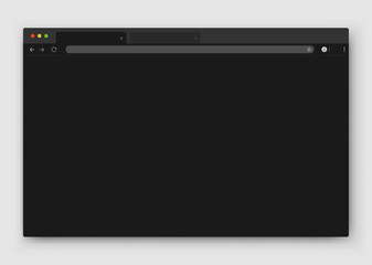 Wall Mural - an empty browser window is black on a gray background. website layout with search bar, toolbar and b