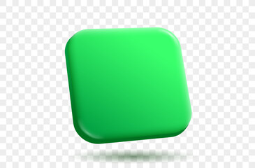 vector 3d render button background banner. green gradient app icon on transparent background perspec