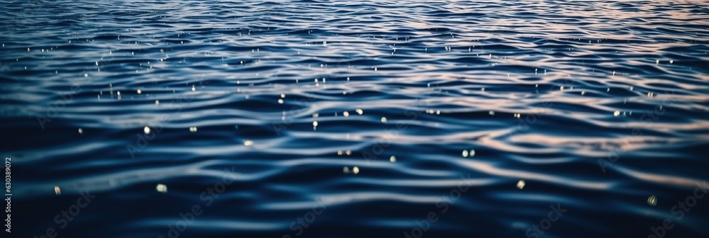 Twilight background with water ripple. Wide panoramic web banner or ...