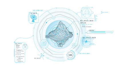 Wall Mural - Futuristic HUD interface for planetary geological exploration.