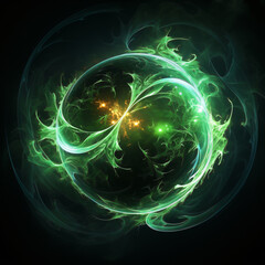 Wall Mural - abstract circular flow of green energy against black background