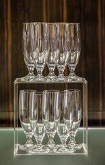 Wall Mural - there is a pile of empty glasses on the wedding stage
