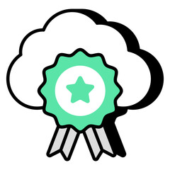 Wall Mural - A flat design icon of cloud certification