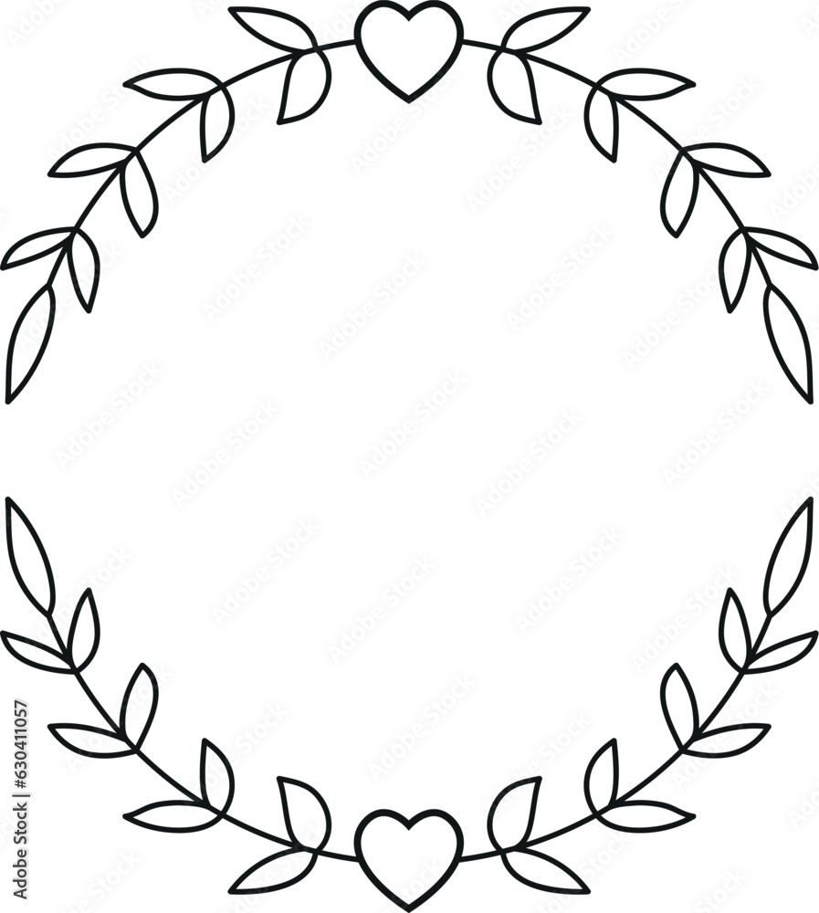 Heart Leaves Wreath SVG Cut File for Cricut and Silhouette, EPS Vector ...