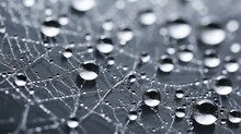 A Close Up Of Water Droplets On A Spider Web Pattern.  Generative Ai