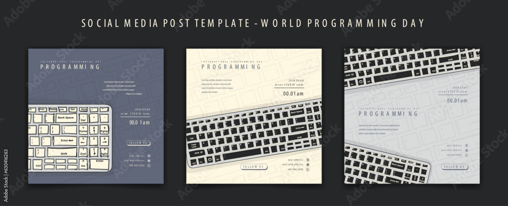 Social media post template with keyboard in hand drawn for ...