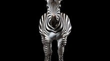  A Zebra Standing In The Dark With Its Head Turned To The Side.  Generative Ai