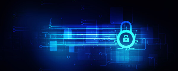 2d illustration Safety concept: Closed Padlock on digital background
