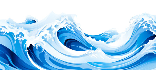 Large blue wave curling over on a white background