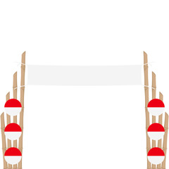 Wall Mural - the bamboo gate is decorated with fluttering red and white flag ornaments
