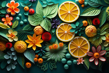 Orange And Green Leaves | Orange Fruit Abstract Background