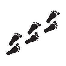 Many Footprints Silhouette Sign, Footsteps Flat Icon Or Logo In Modern Line Style. High Quality Black Pictogram For Web Site Design And Mobile Apps. Illustration On A White Background
