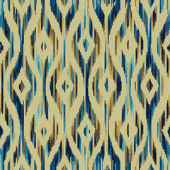 Leinwandbilder - Geometric abstract grunge vintage pattern. Ikat style. Seamless vector image.