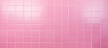 Pink Tile Wall Chequered Background Bathroom Floor Texture. Ceramic Wall And Floor Tiles Mosaic Background In Bathroom.