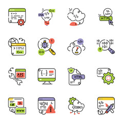  Trendy Web Development Hand Drawn Icons 

